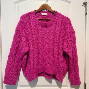 Goodnight Macaroon Vibrant Pink Cable Knit Sweater